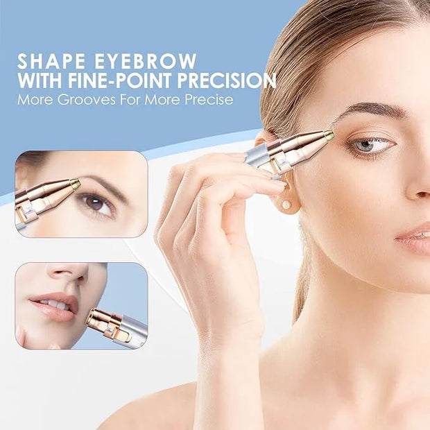 Eyebrow & Facial Trimmer: 2 in1 Rechargeable Facial Hair & Eyebrow Shaver - Painless LED Light (Sky Blue) - Product Image