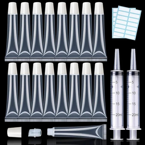 AMORIX 50PCS Lip Gloss Tubes 20ml White Cap Lip Gloss Containers Empty Refillable Cosmetic Squeeze Lipgloss Tubes + 2 x 20...
