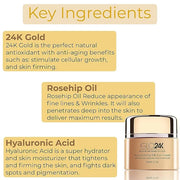 GLO24K Rejuvenating 24k Eye Cream and Serum With 24k Gold, Hyaluronic Acid, Vitamins A,C,E - Product Image