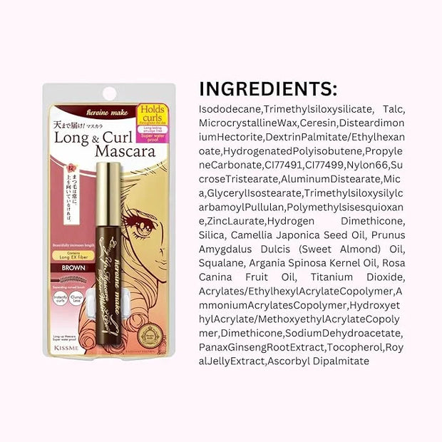 HEROINE MAKE by KISSME Mascara Duo Set | 2 Full-Size - Long & Curl Up | Waterproof Mascara Brown, Lengthening & Volume Fib...