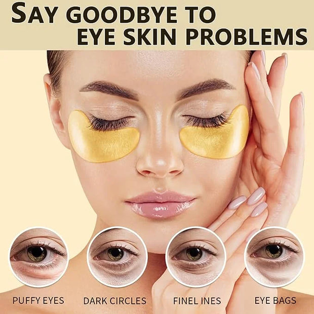 Under Eye Patches (30 Pairs) - 24K Gold Under Eye Mask Enriched with Collagen Reduce Dark Circles, Puffy Eyes, Undereye Ba...