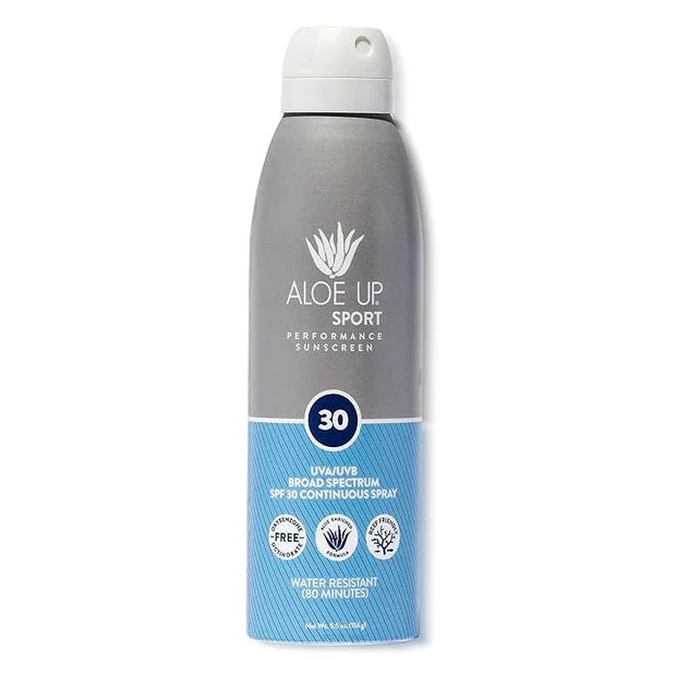 Aloe Up Sport Continuous Spray Sunscreen SPF 30 - Broad Spectrum UVA/UVB Sunscreen Protector for Face and Body - With Aloe...