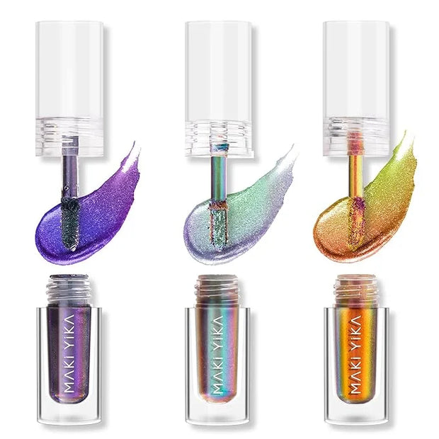 MAKI YIKA 3Pc Glitter Eyeshadow Liquid Multichrome Eyeshadows Long Lasting, Metallic Chameleon Eye Shadow Smudgeproof Holo...