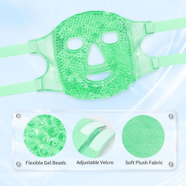 Cold Face Eye Masks Ice Face Mask Hot Cold Compress For Dark Circles, Puffiness, Migraines, Headache, Stress, Redness, Coo...