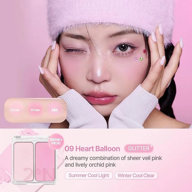 2aN Dual Color Face Blusher, Buildable & Blendable Cheek Color, Natural & Vibrant Finish, Long-Lasting Powder Blush, Blend...