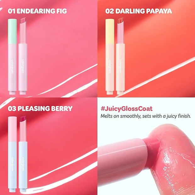 COLORGRAM Fruity Glass Stick 01 ENDEARING FIG | Long-Lasting Juicy Lip Tint with Radiant, Glossy Finish | Melting Syrupy T...