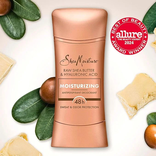 SheaMoisture Antiperspirant Deodorant Stick Moisturizing Raw Shea Butter & Hyaluronic Acid 2 Count for 48HR Sweat & Odor P...