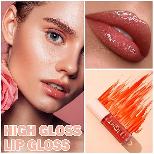 CAHIUYOA Light Lipgloss 6PCS Lip Gloss Set,Nude Pink Lip Gloss Kit Shine Glossy and Moisturizing,Lip Plumping Lip Gloss Pa...