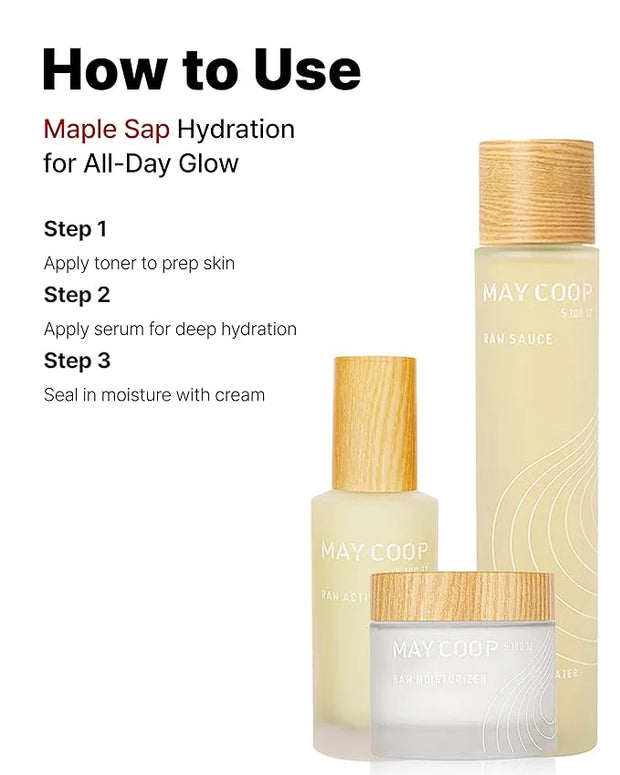 MAY COOP 3 STEP Moisturizing & Hydrating Korean Skincare Set - The Vegan Essence Toner 100ML, Moisturizer Face Cream, Orga...