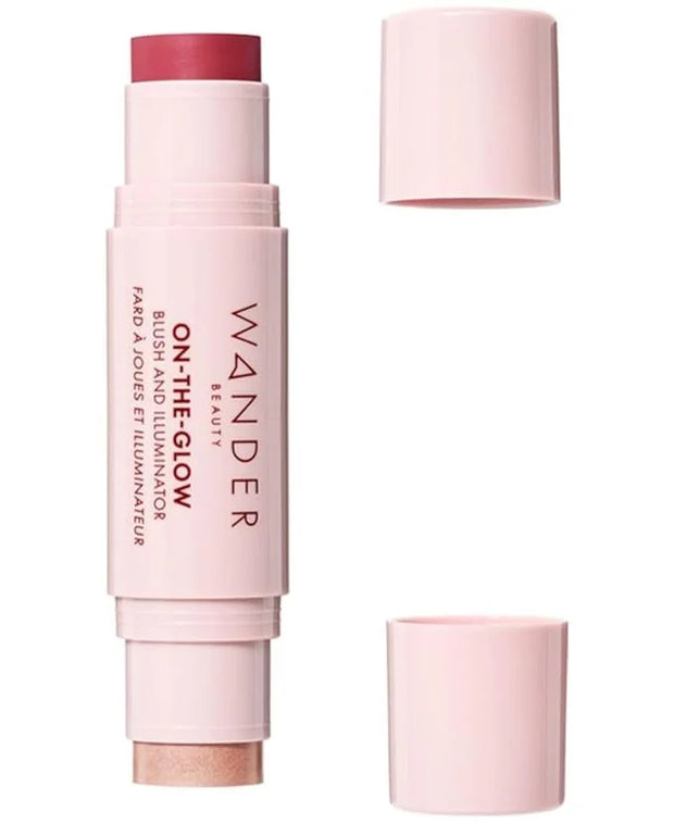Wander Beauty On-the-Glow Blush and Illuminator - Strawberry Fields/Nude Glow - 7-in-1 Hydrating Cream Blush & Highlightin...