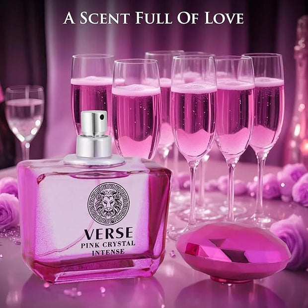 Verse Pink Crystal Intense for Women 3.4 fl Oz - Fruity & Floral Scents of Raspberry, Peony, Magnolia & Lotus Flowers - Ba...