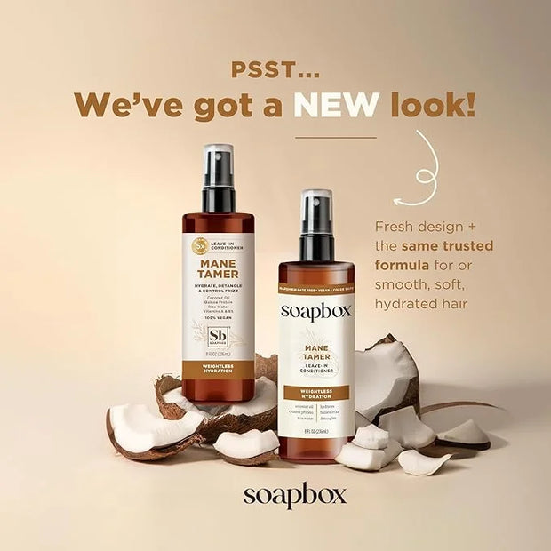 Soapbox Mane Tamer, Leave-In Conditioner Spray to Tame Frizz, Smooth Fly Aways, Hydrate, Add Shine & Detangle Dry, Damaged...