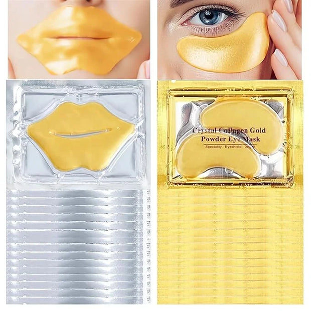 30 Pairs Lip Masks & Eye Mask, 24K Under Eye Masks and Collagen Crystal Gel Lip Mask, Under Eye Patches for Puffy Eyes, Da...