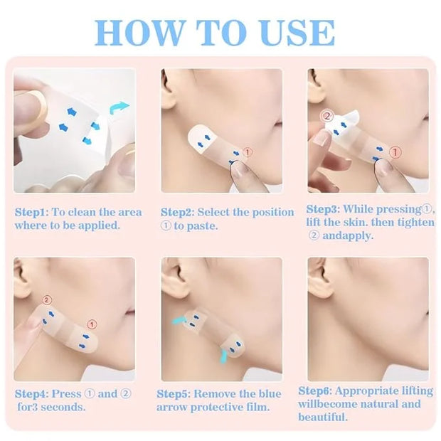 Kaely 80 Pcs Instant Face Lift Tape,Antiaging Body Shaping Tape,Neck Lifting Tape for Saggy Skin,Facelift Tape and Bands f...