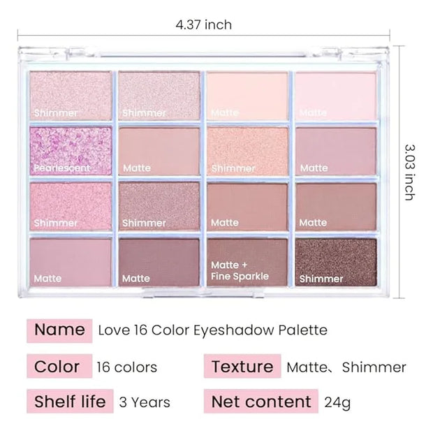 16Colors Light Purple Pink Brown Nude Basics Matte Eyeshadow Palette,Eye Shadow Travel Makeup Palette all in one Long Last...