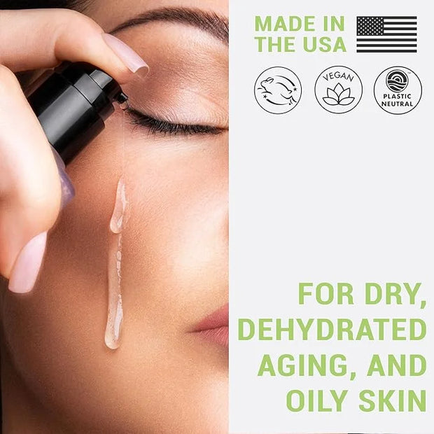 Hyaluronic Acid Serum for Face - USA Made with Natural & Organic Ingredients, Hydrating Anti Aging Face Serum, Softens and...