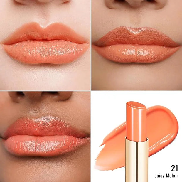 Oulac Shine Orange Lipstick for Women, 2 in 1 Glossy Coral Orange Tinted Lip Balm, Hydrating Lipstick for Dry Lips, Moistu...