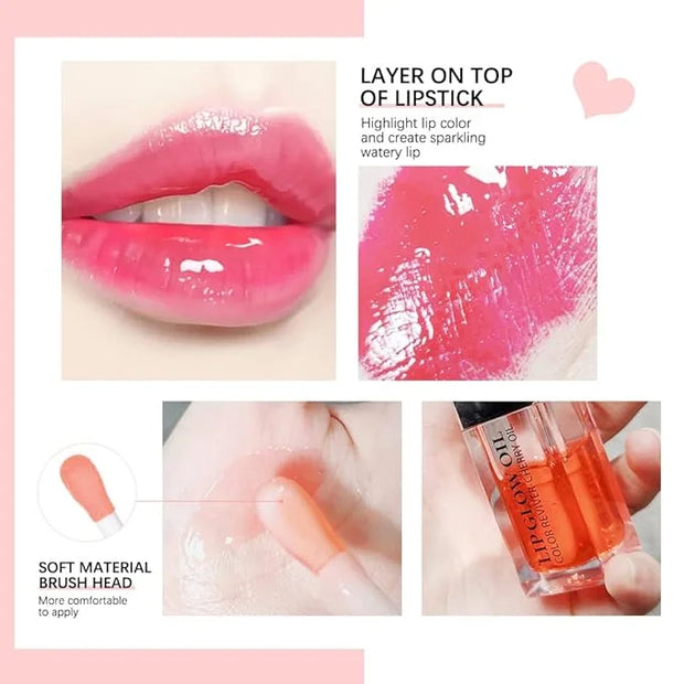 Plumping Lip Oil, Hydrating Lip Gloss Tinted Lip Balm Lip Care Transparent Toot Lip Oil, Non-Sticky Long Lasting Nourishin...