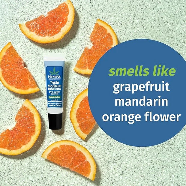 Hempz Hydrating Lip Sleeping Mask - Triple Moisture Fresh Citrus (.70 Oz.) | Overnight Hydrating Lip Balm with Triple Mois...