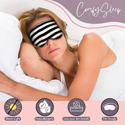 CELESTIAL SILK Mulberry Silk Sleep Eye Mask with Adjustable Elastic Strap (Adjustable, Black/White Stripe) - Product Image
