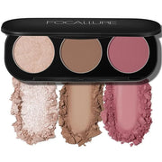 FOCALLURE Blush and Highlighter Palette,3 in 1 Contour Palette,Cruelty-Free Matte Bronzer Powder,Shimmer Illuminator Highl...