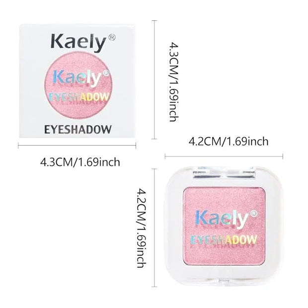 Kaely Pressed Single Eyeshadow Makeup, Pink Shimmer Highly Pigmented Monochrome Eye Shadow Palette, Waterproof Neutral Pow...