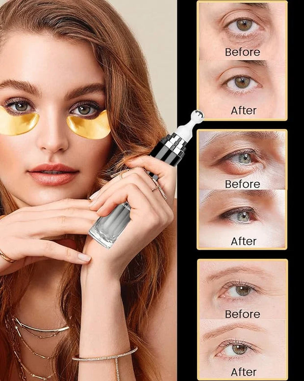 Caffeine Eye Cream and 24K Gold Eye Mask (20 pcs): Under Eye Serum for Dark Circles and Puffiness Eye Care Eye Serum Anti ...
