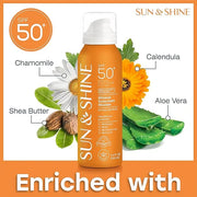 SUN & SHINE MINERAL SUNSCREEN MOUSSE: 100% mineral zinc oxide SPF50 Broad Spectrum UVA UVB, Face Body Protection, Sunburn ...