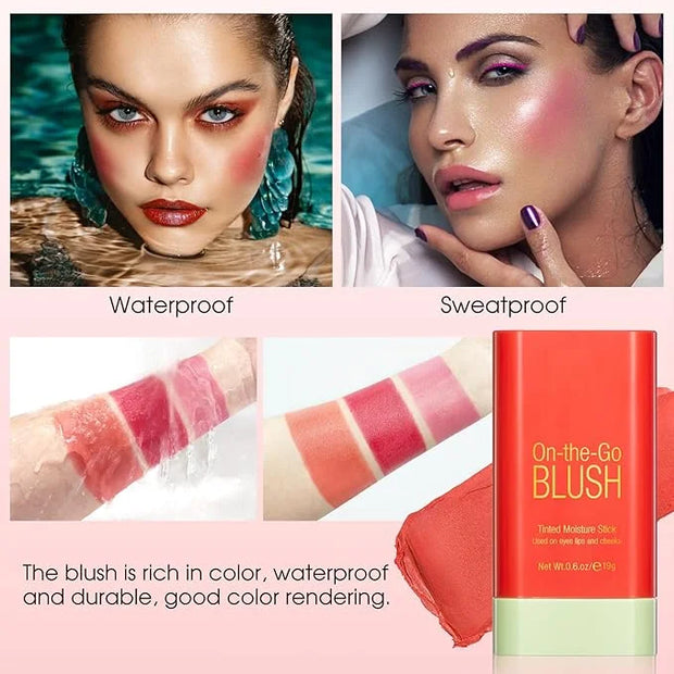 Blush Stick for Cheeks - Cream Makeup Blush Wand, Solid Moisturizer Stick for Cheeks Tint, Natural Blendable Waterproof Ko...