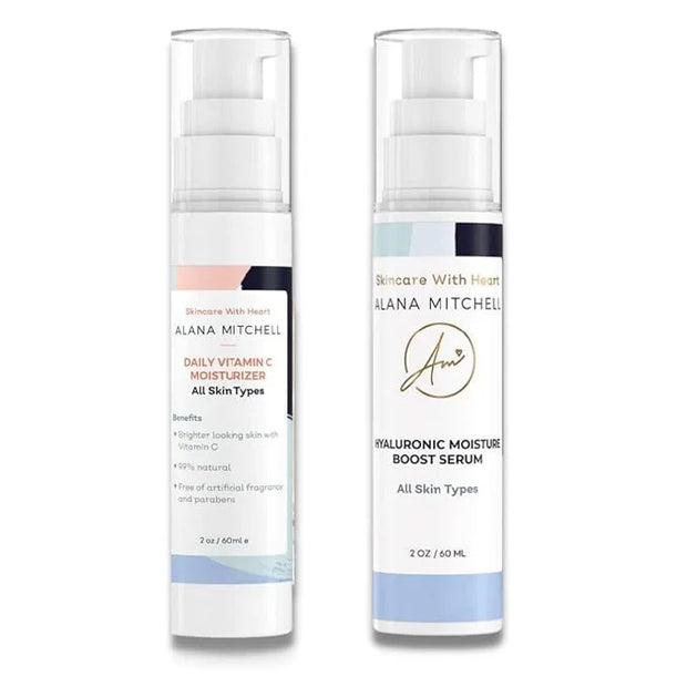 Alana Mitchell Skin Care Set – Anti-Aging Peptide Under Eye Cream + Hyaluronic Acid Serum + Vitamin C Face Moisturizer – A...