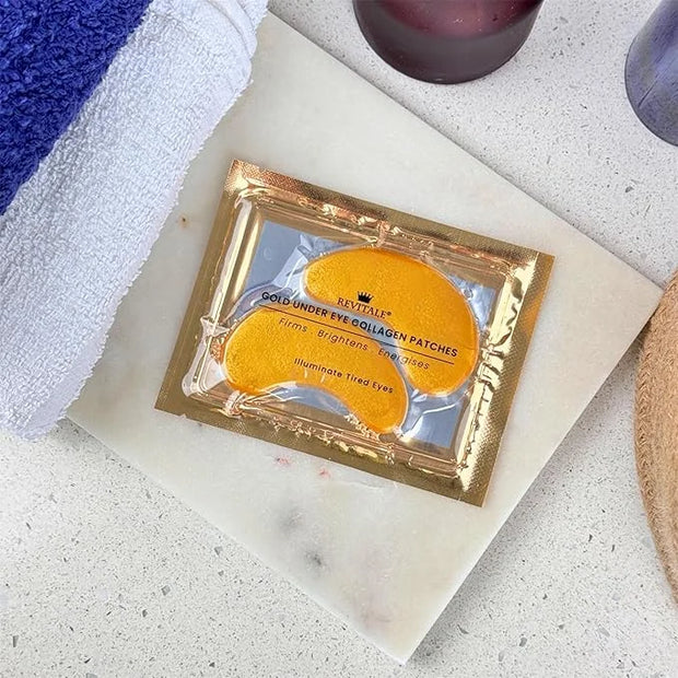 24k Gold Under Eye Collagen Patches, Reduce Puffy Eyes & Dark Circles, Illuminate Tired Eye Masks - Firms, Brightens, Ener...