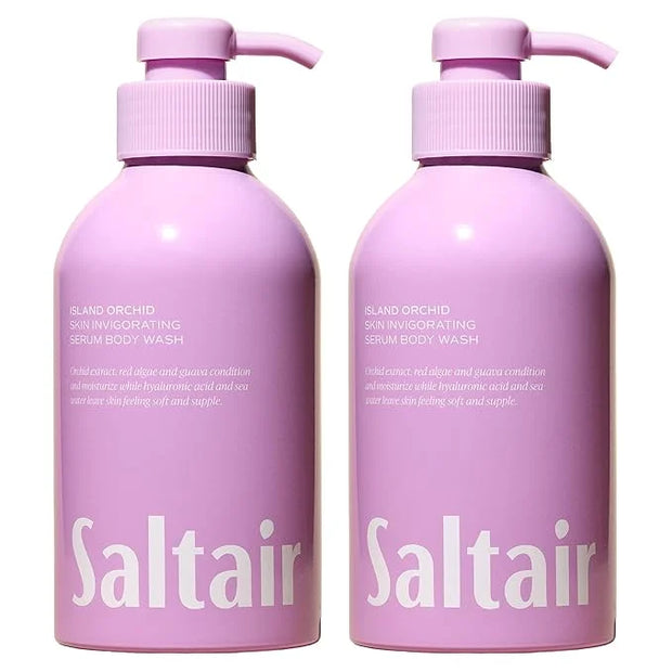Saltair Body Wash, Island Orchid 2-Pack. Moisturizing Body Cleanser with Monoi Oil and Cupuacu Butter. Luxury Shower Gel f...