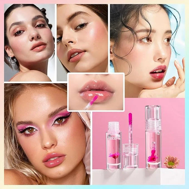 Plumping Lip Glow Oil,Hydrating Tinted Lip Oil Color Changing Lip Gloss Floral Moisturizing Lip Balm Lip Care For Dry Lip ...