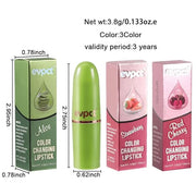 evpct 3Pcs Magic Color Changing Lipstick Long Lasting Waterproof 24 Hours Original for Women, Aloe Vera Strawberry Black R...