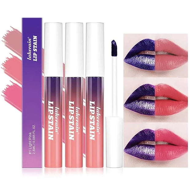3Pcs Peel-Off Lip Tint Set - Tattoo Lip Stain Kit in 3 Vibrant Colors, Long-Lasting Matte Finish, Moisturizing Peel-Off Li...