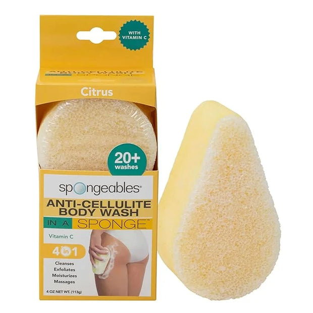 Spongeables Anti Cellulite Body Wash in a 20+ Wash Sponge, Citrus, 1 Count - Product Image
