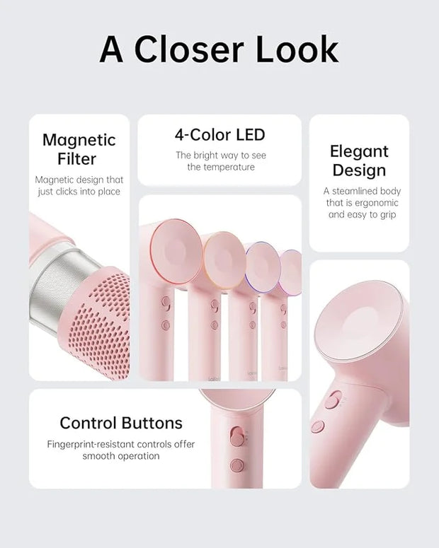 Laifen Hair Dryer SE, 200 Million Negative Ionic Blow Dryer with 105,000 RPM Brushless Motor 1400W Powerful Fast Drying Hi...