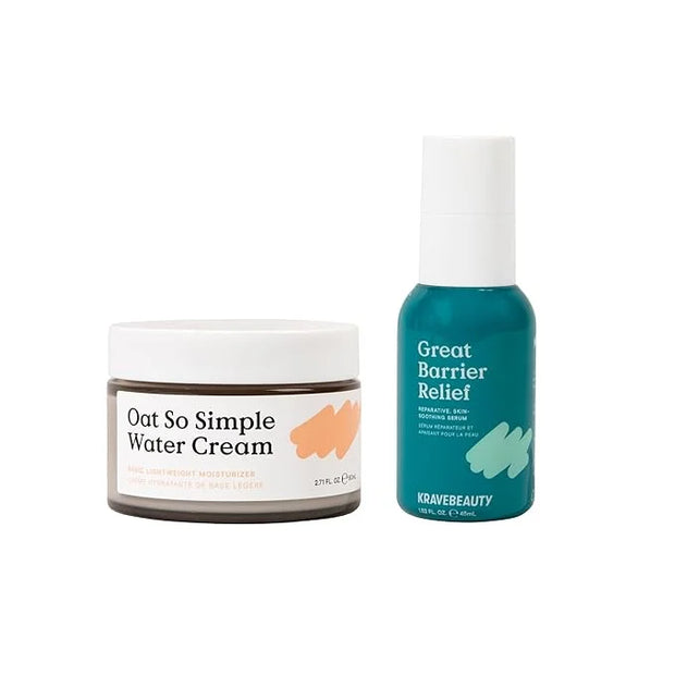 KraveBeauty Hydration Duo, Great Barrier Relief + Oat So Simple, Skin Soothing Serum & Everyday Squalane Moisturizer, Hydr...