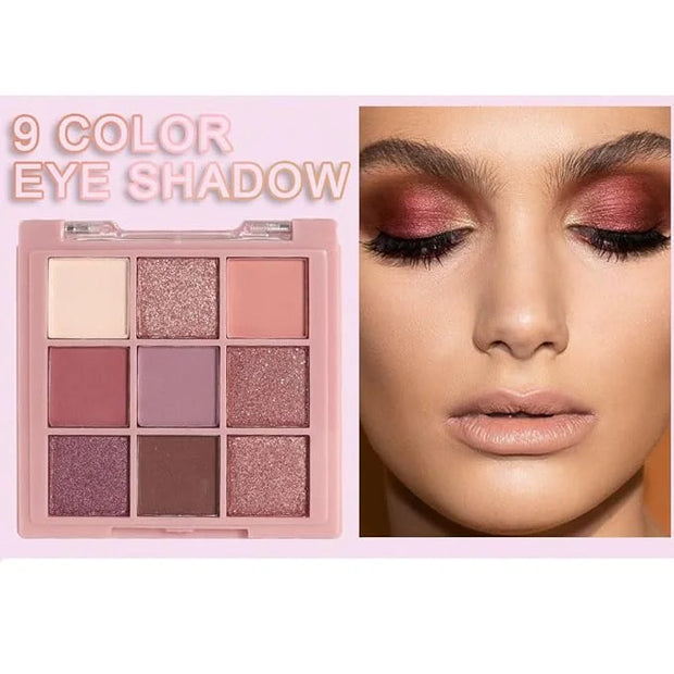 9 Colors Colorful Eyeshadow Palette Makeup,Rose Gold Brown Purple Nude Matte Shimmer Neutral Eye Shadow Powder Palette,Hig...