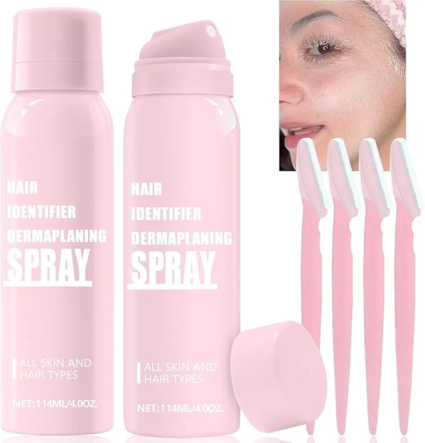 1PC Hair Identifier Spray for Face Shaving Dermaplaning Tool Skin Body for Women with 4 Face Razor for Skin Shaver Hair Re...