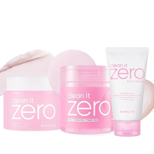 BANILA CO Clean It Zero 3-Step Skincare Set | Original Cleansing Balm 180ml + Foam Cleanser 150ml + Pink Hydration Toner P...