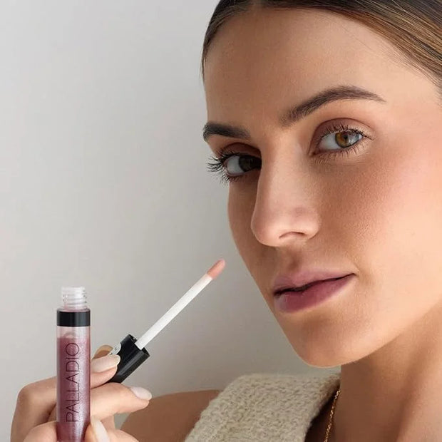 Palladio Lip Gloss, Champagne, Non-Sticky, Contains Vitamin E and Aloe, Offers Intense Color and Moisturization, Minimizes...