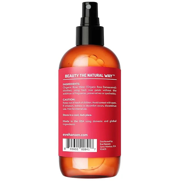 Eve Hansen Skincare Duo: Organic Rose Water Spray (8 oz) & Collagen Face Mask Sheets (Set of 5) – Hydrating & Soothing Car...