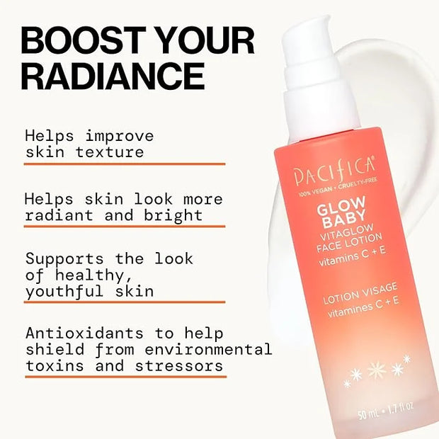 Pacifica Face Moisturizer - Vitamin C Face Lotion Glow Baby VitaGlow Face Moisturizer Glow Recipe, Vitamin E, Antioxidants...