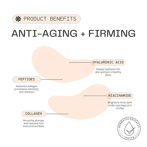 Collagen Under Eye Mask Patches (Anti-Aging + Firming 20 Pairs) with Niacinamide + Peptides - Anti-Aging, Fine Lines, Wrin...