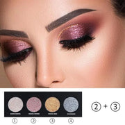 4 Colors Highlight Silver Gold Eyeshadow Palette, SHANY