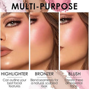 FOCALLURE Blush and Highlighter Palette,3 in 1 Contour Palette,Cruelty-Free Matte Bronzer Powder,Shimmer Illuminator Highl...