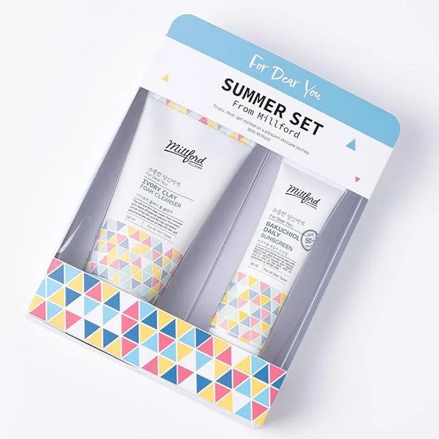 Sring Summer Set Ivory Foam Cleanser and Bakuchiol Daily Sun Moisturizer, Korean Skin Care, Firm and Soft Cream Foam, Sun ...