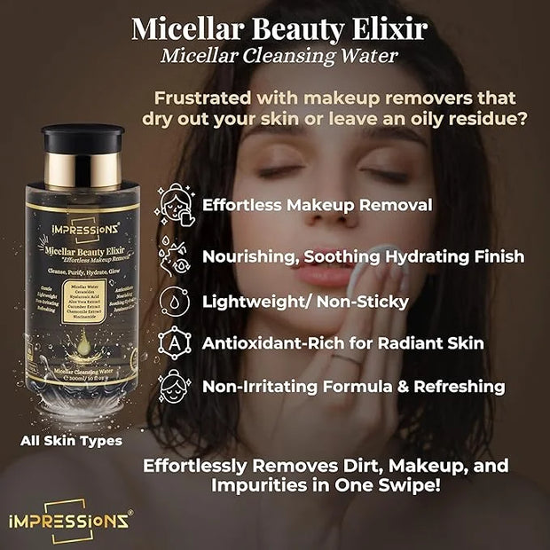 ImpressionZ 3-Step Skincare Set for Women | Micellar Water Makeup Remover, Snail Mucin Serum for Wrinkles, Hydrating Face ...