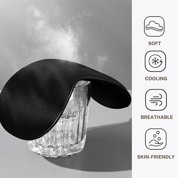Silk Satin Sleeping Eye Mask, Black Sleep Eye Mask Night Blindfold for Women and Men, Soft Breathable Blackout Eyeshade Ey...